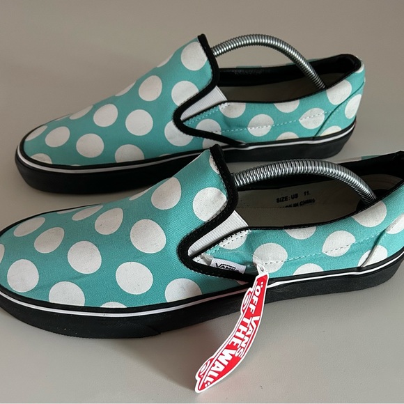 Rare New Vans Men’s Size 11 Custom Polka Dotted Light Blue/Teal and Black🔥 - Picture 3 of 7